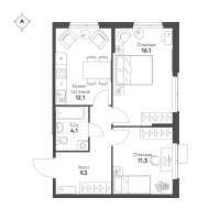 2 ккв № 618 Корп.: 1.10.2 , Секция 1  в ЖК Ягодное Река Парк