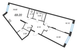 3 ккв (Евро) № 158 Корп.: 1.12 , Секция 4  в ЖК Ягодное Река Парк