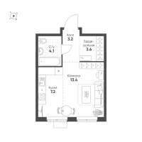 Студия № 83 Корп.: 1.11 , Секция 1  в ЖК Ягодное Река Парк