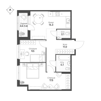 2 ккв № 562 Корп.: 1.10.2 , Секция 1  в ЖК Ягодное Река Парк