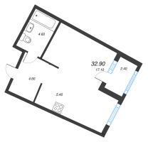 Студия № 234 Корп.: 1.10.1 , Секция 3  в ЖК Ягодное Река Парк