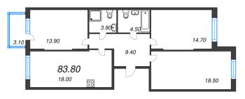 4 ккв (Евро) № 53 Корп.: 1.12 , Секция 2  в ЖК Ягодное Река Парк