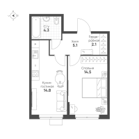 1 ккв № 243 Корп.: 1.11 , Секция 2  в ЖК Ягодное Река Парк