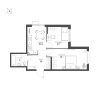 2 ккв № 9 Корп.: 1.11 , Секция 1  в ЖК Ягодное Река Парк