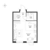 Студия № 138 Корп.: 1.11 , Секция 2  в ЖК Ягодное Река Парк