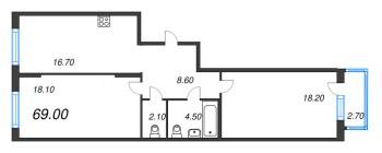 3 ккв (Евро) № 384 Корп.: 1.12 , Секция 9  в ЖК Ягодное Река Парк