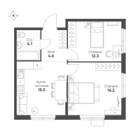 3 ккв (Евро) № 701 Корп.: 1.11 , Секция 7  в ЖК Ягодное Река Парк