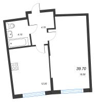 1 ккв № 500 Корп.: 1.10.1 , Секция 6  в ЖК Ягодное Река Парк