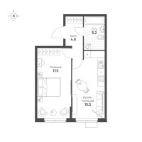 2 ккв (Евро) № 272 Корп.: 1.11 , Секция 3  в ЖК Ягодное Река Парк