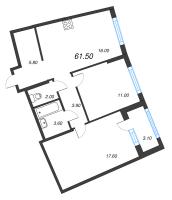 3 ккв (Евро) № 77 Корп.: 1.10.1 , Секция 2  в ЖК Ягодное Река Парк