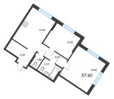 2 ккв № 1 Корп.: 1.10.1 , Секция 1  в ЖК Ягодное Река Парк