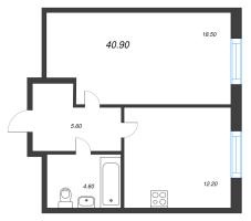 1 ккв № 74 Корп.: 1.12 , Секция 2  в ЖК Ягодное Река Парк