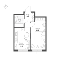 1 ккв № 768 Корп.: 1.11 , Секция 7  в ЖК Ягодное Река Парк