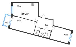 3 ккв (Евро) № 60 Корп.: 1.12 , Секция 2  в ЖК Ягодное Река Парк