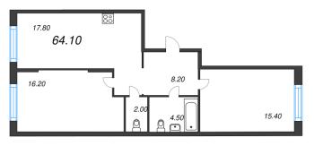 3 ккв (Евро) № 4 Корп.: 1.12 , Секция 1  в ЖК Ягодное Река Парк