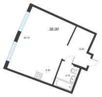 Студия № 212 Корп.: 1.10.1 , Секция 3  в ЖК Ягодное Река Парк
