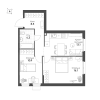 2 ккв № 91 Корп.: 1.11 , Секция 1  в ЖК Ягодное Река Парк