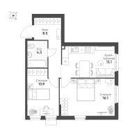 2 ккв № 19 Корп.: 1.11 , Секция 1  в ЖК Ягодное Река Парк