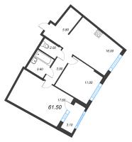 3 ккв (Евро) № 297 Корп.: 1.10.1 , Секция 4  в ЖК Ягодное Река Парк