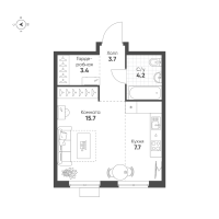 Студия № 534 Корп.: 1.11 , Секция 6  в ЖК Ягодное Река Парк