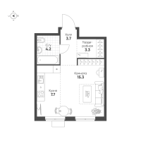 Студия № 589 Корп.: 1.11 , Секция 6  в ЖК Ягодное Река Парк