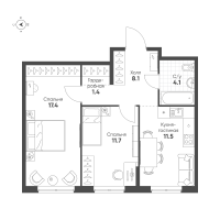 2 ккв № 370 Корп.: 1.11 , Секция 5  в ЖК Ягодное Река Парк