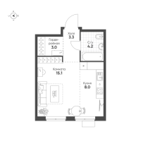 Студия № 86 Корп.: 1.11 , Секция 1  в ЖК Ягодное Река Парк