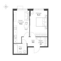 1 ккв № 153 Корп.: 1.11 , Секция 2  в ЖК Ягодное Река Парк