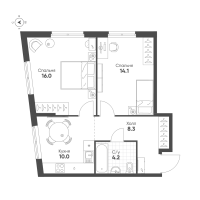 2 ккв № 419 Корп.: 1.11 , Секция 5  в ЖК Ягодное Река Парк