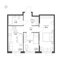 2 ккв № 111 Корп.: 1.11 , Секция 2  в ЖК Ягодное Река Парк