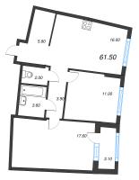 3 ккв (Евро) № 237 Корп.: 1.10.1 , Секция 3  в ЖК Ягодное Река Парк