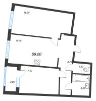 3 ккв (Евро) № 218 Корп.: 1.10.1 , Секция 3  в ЖК Ягодное Река Парк