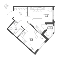 1 ккв № 594 Корп.: 1.10.2 , Секция 1  в ЖК Ягодное Река Парк