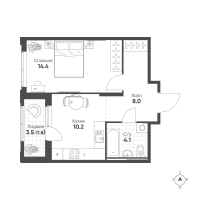 1 ккв № 580 Корп.: 1.10.2 , Секция 1  в ЖК Ягодное Река Парк
