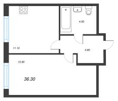 1 ккв № 450 Корп.: 1.12 , Секция 9  в ЖК Ягодное Река Парк
