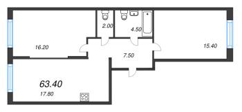 3 ккв (Евро) № 113 Корп.: 1.12 , Секция 3  в ЖК Ягодное Река Парк