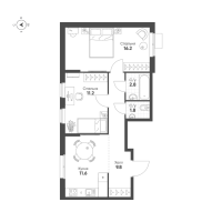 2 ккв № 350 Корп.: 1.11 , Секция 4  в ЖК Ягодное Река Парк