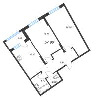 2 ккв № 401 Корп.: 1.10.1 , Секция 5  в ЖК Ягодное Река Парк
