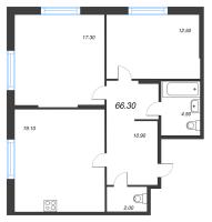 3 ккв (Евро) № 380 Корп.: 1.12 , Секция 9  в ЖК Ягодное Река Парк