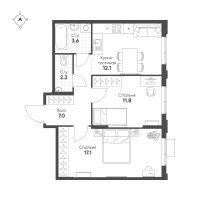 2 ккв № 575 Корп.: 1.10.2 , Секция 1  в ЖК Ягодное Река Парк