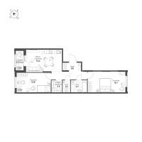 3 ккв (Евро) № 659 Корп.: 1.10.2 , Секция 1  в ЖК Ягодное Река Парк