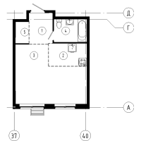 Студия № 147 Корп.: 1.11 , Секция 2  в ЖК Ягодное Река Парк