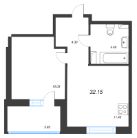 1 ккв № 4 Корп.: 4.2 , Секция 1  в ЖК Янила Драйв