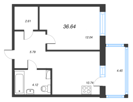 1 ккв № 3 Корп.: 4.3 , Секция 1  в ЖК Янила Драйв