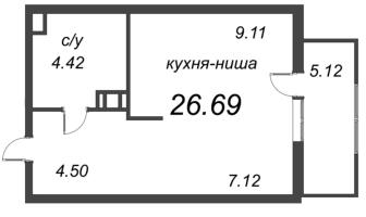 Студия № 146 Корп.: 4.1 , Секция 3  в ЖК Янила Драйв