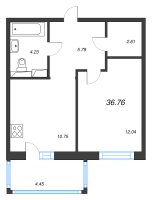 1 ккв № 3 Корп.: 4.2 , Секция 1  в ЖК Янила Драйв
