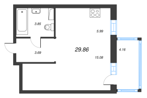 Студия № 137 Корп.: 4.4 , Секция 3  в ЖК Янила Драйв