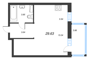 Студия № 117 Корп.: 4.4 , Секция 3  в ЖК Янила Драйв