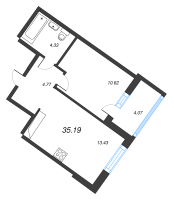 1 ккв № 219 Корп.: 4.4 , Секция 4  в ЖК Янила Драйв
