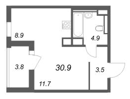 Студия № 9 Корп.: 3 , Секция 1  в ЖК Янила Форест